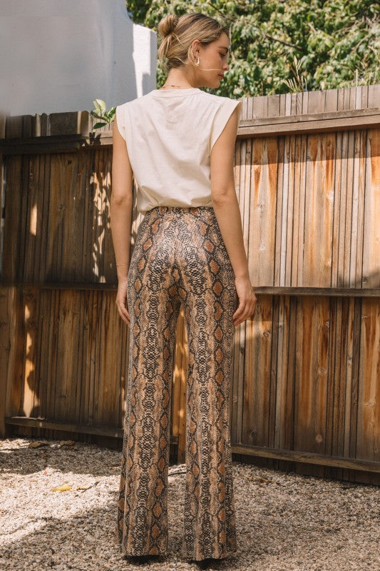 Sequin Python Flared Pants