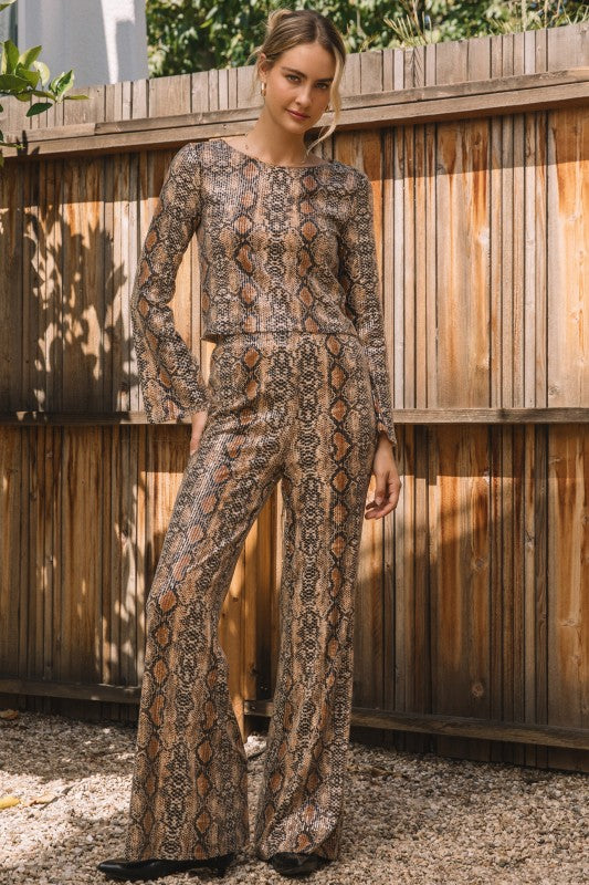 Sequin Python Flared Pants