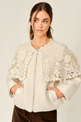 Teddy Jacket with Detachable Lace Cape