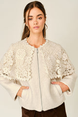 Teddy Jacket with Detachable Lace Cape
