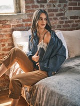 Vintage Faux Leather Belted Bomber Jacket
