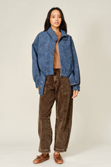 Vintage Faux Leather Belted Bomber Jacket