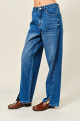 Front Slit Semi Barrel Jeans