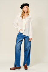 Front Slit Semi Barrel Jeans
