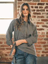 Plaid Shirt with Detachable Scarf Tie
