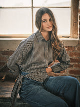 Plaid Shirt with Detachable Scarf Tie