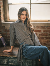 Plaid Shirt with Detachable Scarf Tie