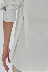 Oversized Cotton-Modal Button-Down Shirt (Ivory & Sky)
