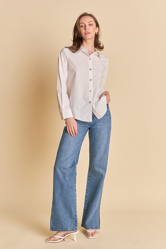 Button-Down Shirt With Shell Buttons