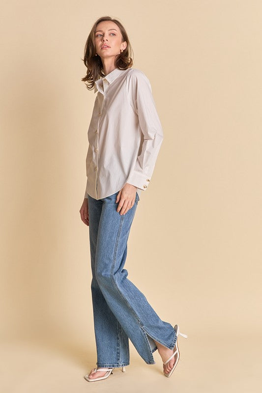 Button-Down Shirt With Shell Buttons