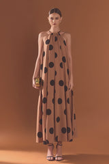 Polka Dot Halter Maxi Dress