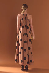 Polka Dot Halter Maxi Dress