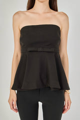 Strapless Bow Detail Peplum Top