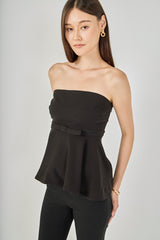 Strapless Bow Detail Peplum Top