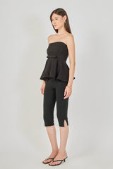 Strapless Bow Detail Peplum Top