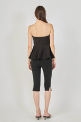 Strapless Bow Detail Peplum Top