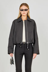 Drawstring Hem Cropped Jacket