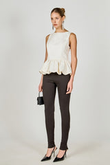 Jacquard Sleeveless Peplum Top
