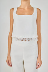 Lace Trim Sleeveless Scoop Neck Top