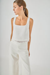 Lace Trim Sleeveless Scoop Neck Top