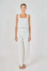 Lace Trim Sleeveless Scoop Neck Top
