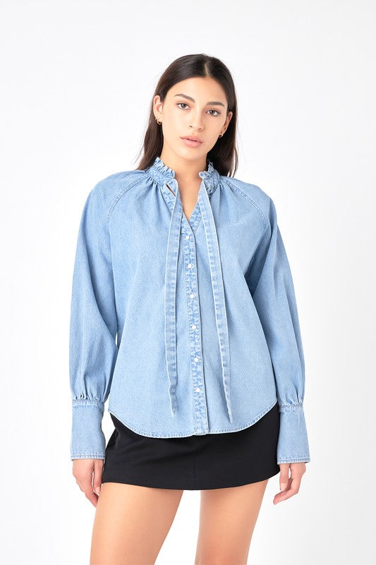 Denim Shirt with Tie