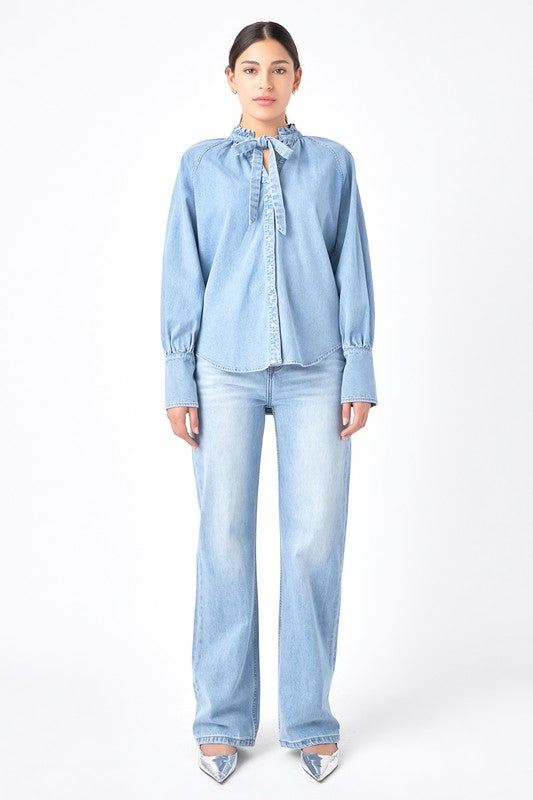 Denim Shirt with Tie