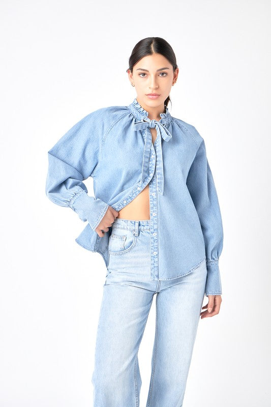 Denim Shirt with Tie