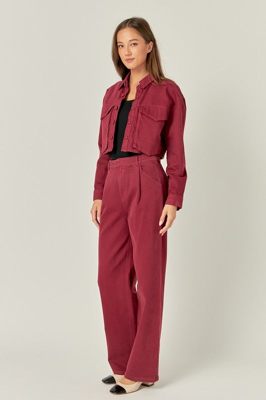 Burgundy High Waisted Wide Leg Pants