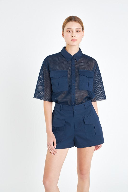Mesh Net Top With Pockets