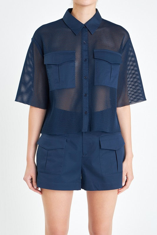 Mesh Net Top With Pockets