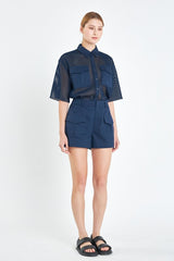 Mesh Net Top With Pockets