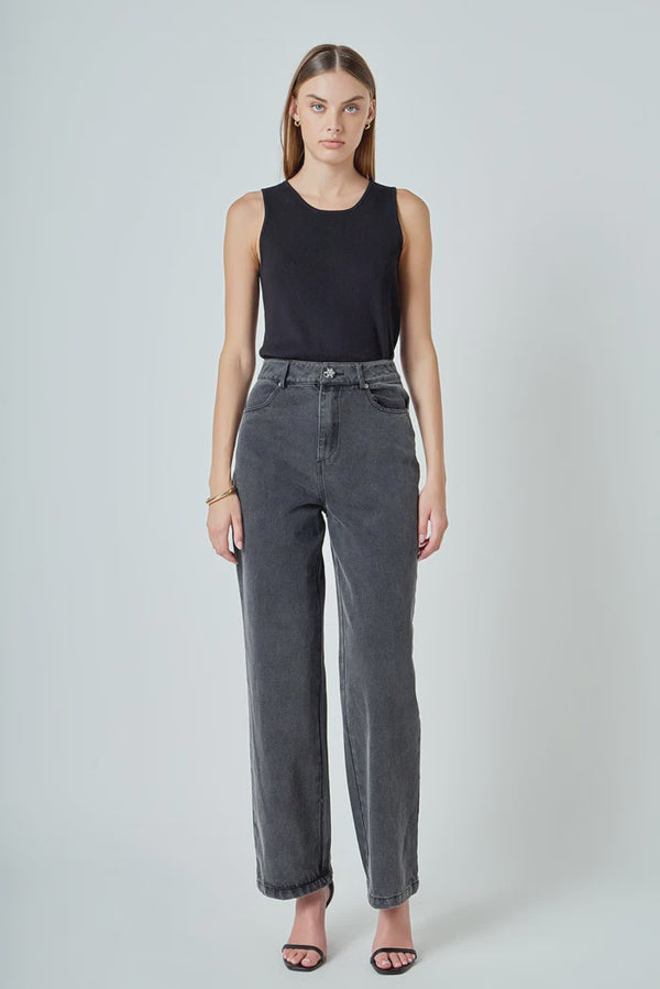 Washed Black Straight-Leg Jeans