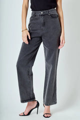 Washed Black Straight-Leg Jeans