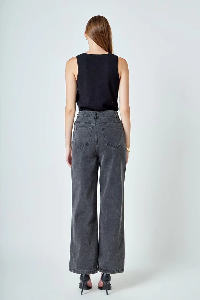 Washed Black Straight-Leg Jeans