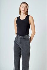 Washed Black Straight-Leg Jeans