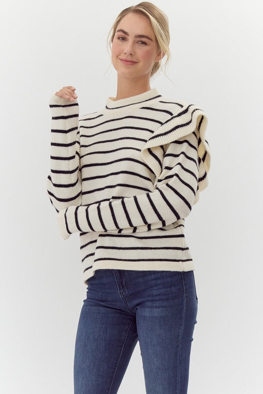 Striped Knit Sweater Top