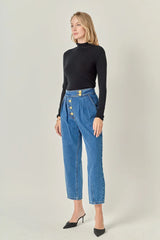 Cropped Denim Trousers