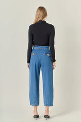 Cropped Denim Trousers