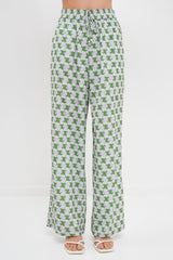 Green/Purple Printed Long Pants
