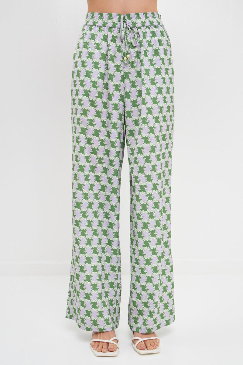 Green/Purple Printed Long Pants