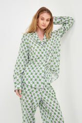 Green/Purple Printed Long Pants