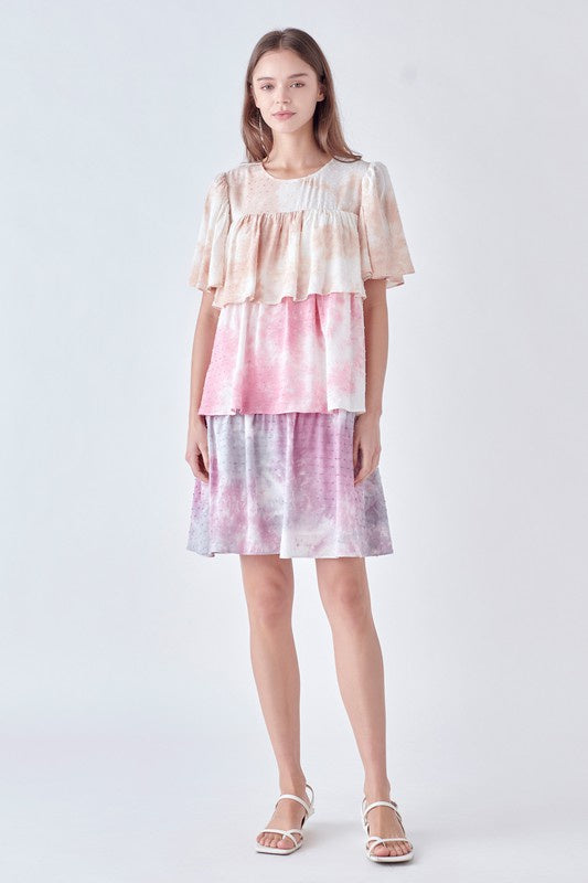 Tie Dye Swiss Dot Dress