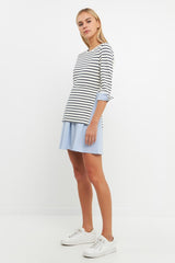 Striped Knit And Oxford Combo Dress