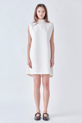 Mock Neck Sleeveless Shift Dress