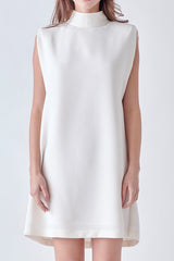 Mock Neck Sleeveless Shift Dress