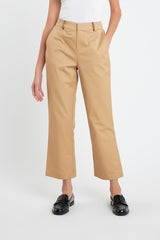 Twill Cropped Flare Hem Pants
