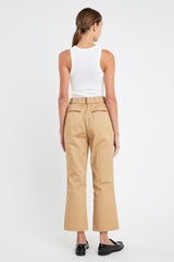 Twill Cropped Flare Hem Pants