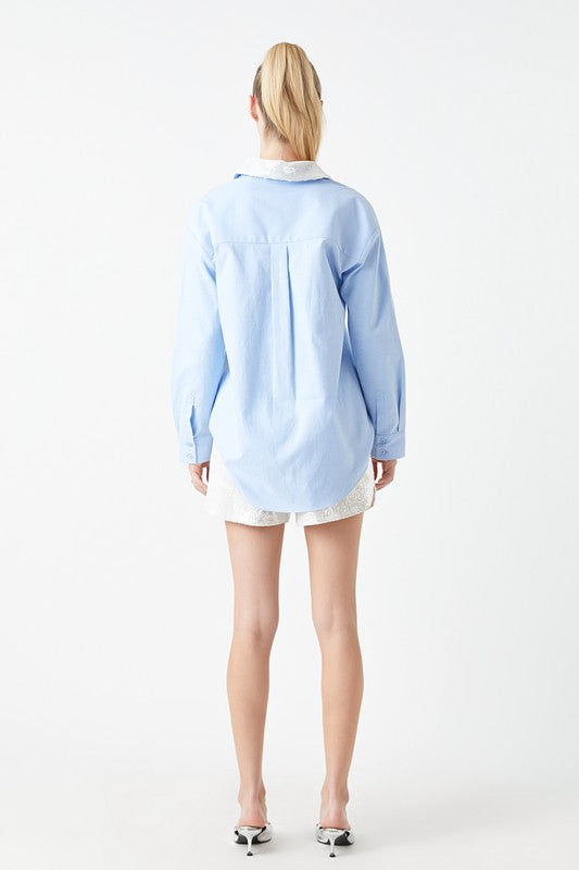 Oxford Shirt With Sequin Collar