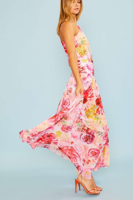 Body Suit Floral Print Maxi Dress
